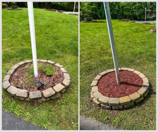 Light post bed cleaned and mulched