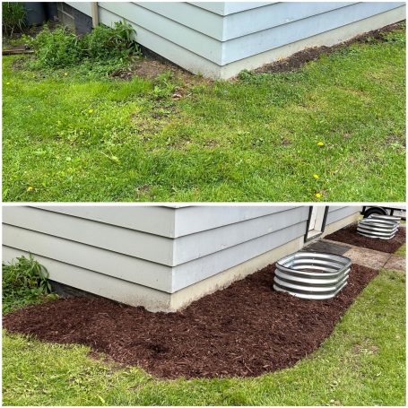 Removed sod and installed mulch to restore garden bed