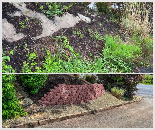 Retaining wall and pea gravel